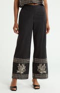 ELIE ELIE TAHARI Embroidered Hem Pull-On Pants