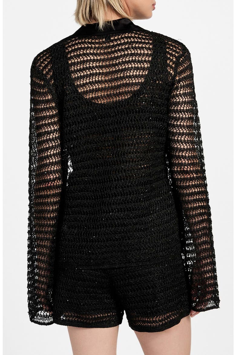 Bella Sequin Open Stitch Shirt, Alternate, color, JET BLACK MULTI