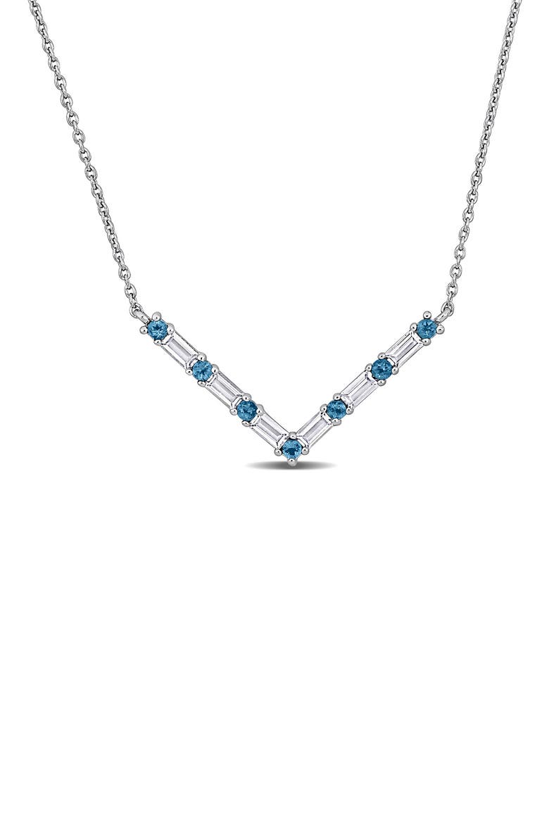 Blue Topaz & White Topaz Chain Necklace, Main, color, BLUE