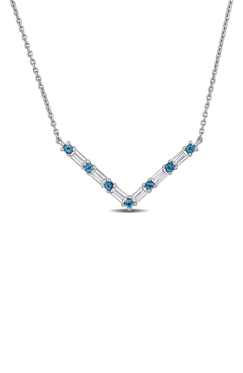 DELMAR Blue Topaz & White Topaz Chain Necklace, Main, color,