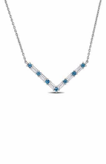Blue Topaz & White Topaz Chain Necklace