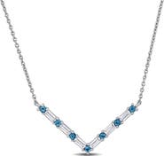 DELMAR Blue Topaz & White Topaz Chain Necklace
