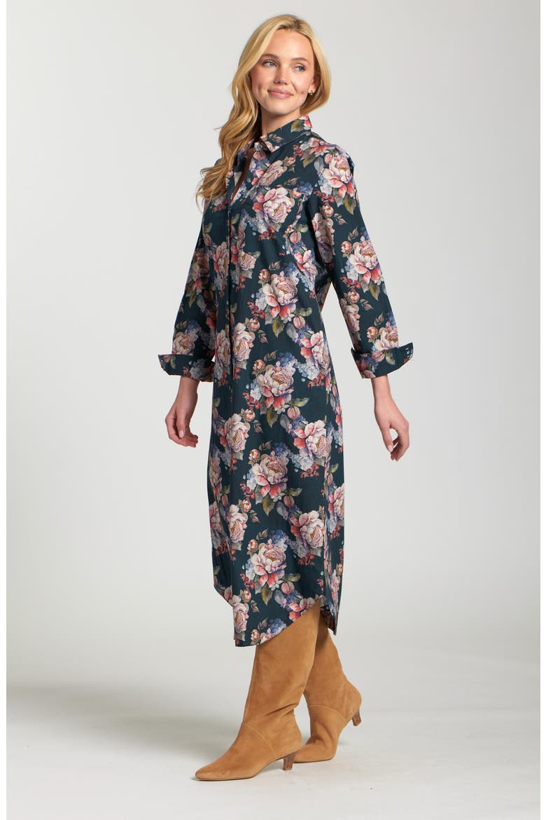 Floral Print Long Sleeve Shirtdress, Alternate, color, NAVY MULTI
