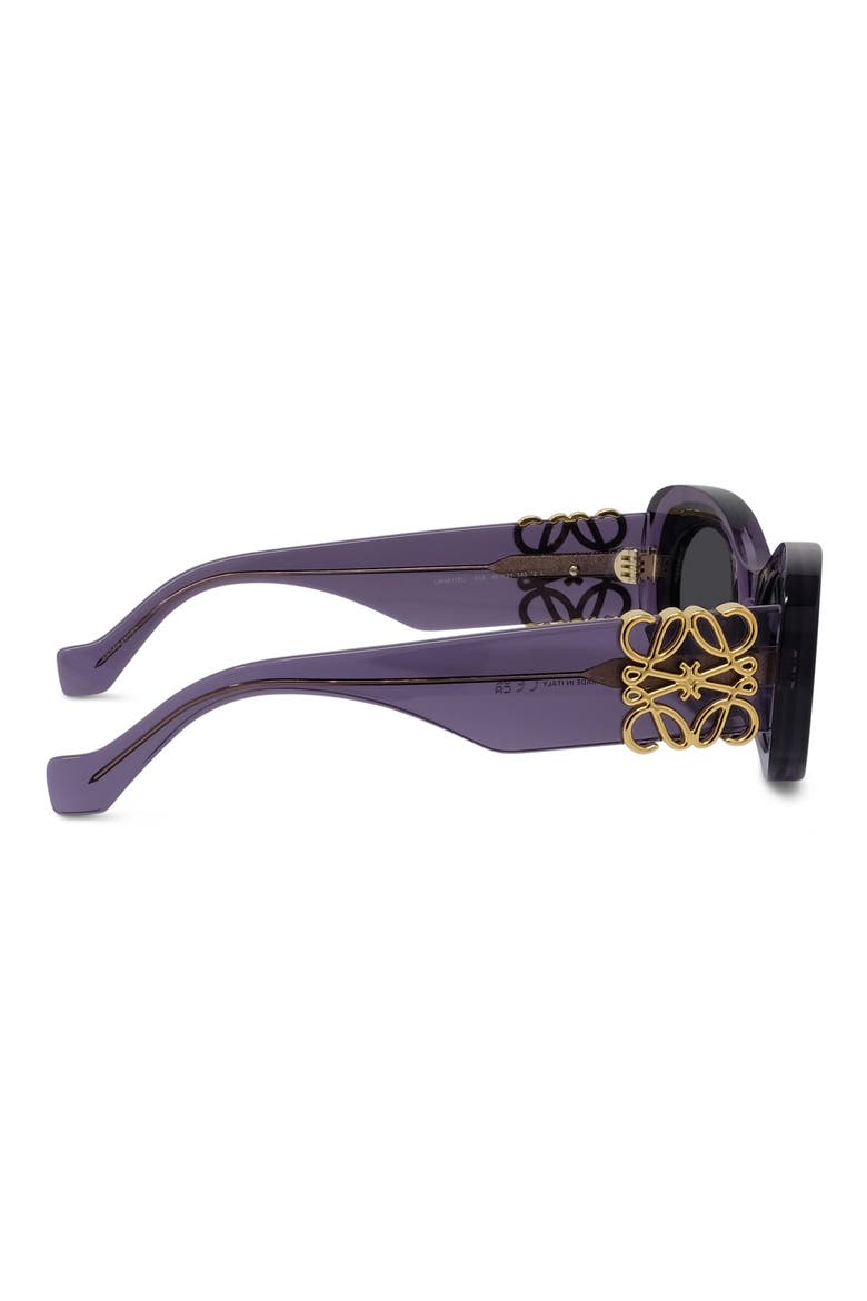 Anagram 49mm Small Rectangular Sunglasses, Alternate, color, SHINY VIOLET / SMOKE
