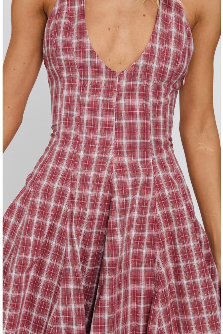 Out of Nowhere Halter Minidress, Alternate, color, RED CHECK