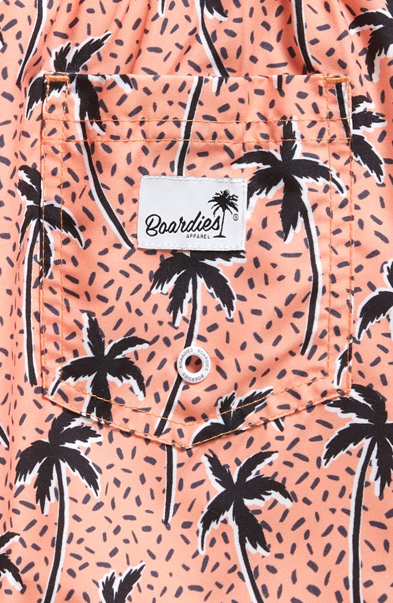 Boardies Kids' Flair Palm Print Swim Trunks, Alternate, color, Orange