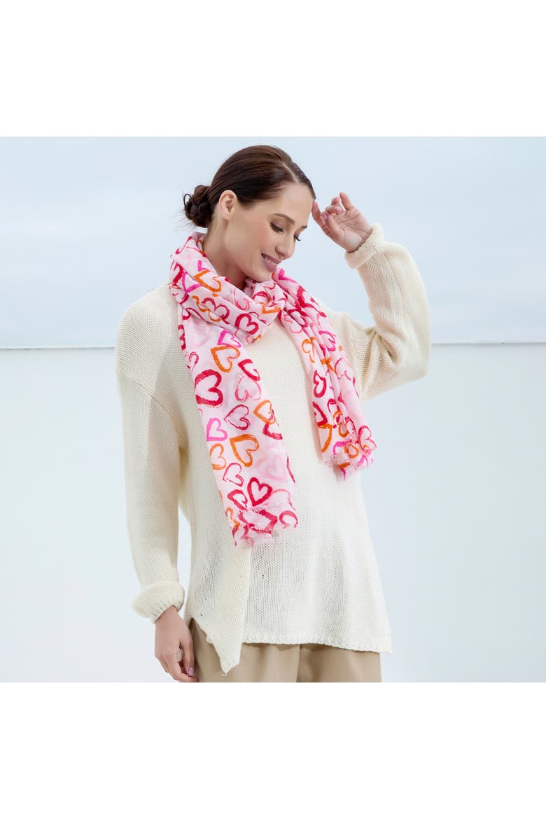 Gilded Hearts Lightweight Scarf, Alternate, color, Pink/Red