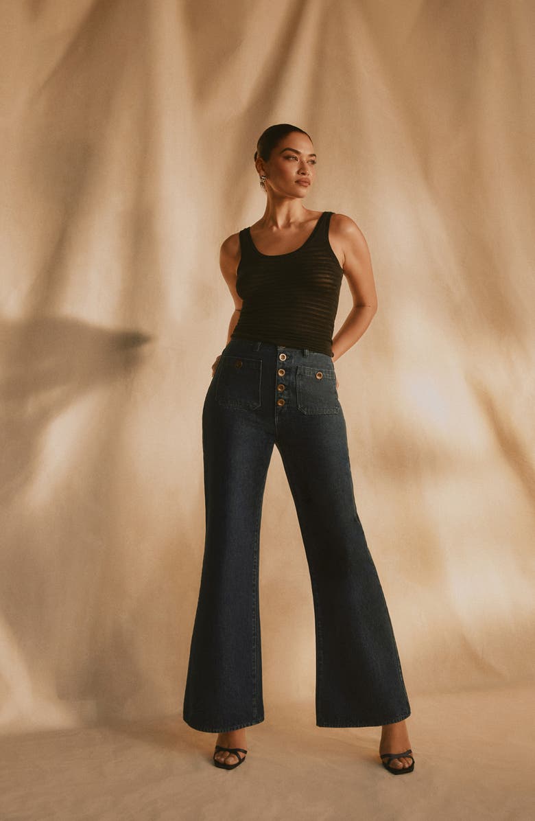 Rolla’s Studio Lou Nonstretch Button Front Flare Jeans, Alternate, color, 