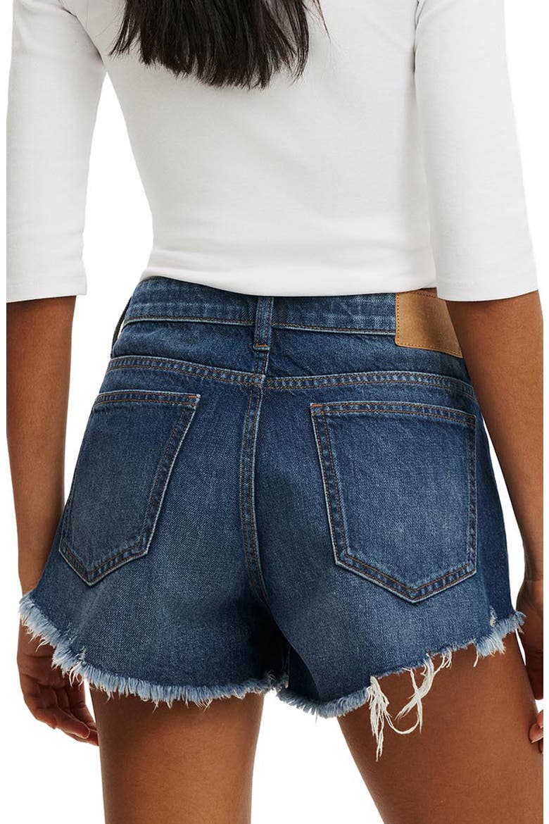 Saturday Low Rise Denim Cutoff Shorts, Alternate, color, HARBOUR BLUE