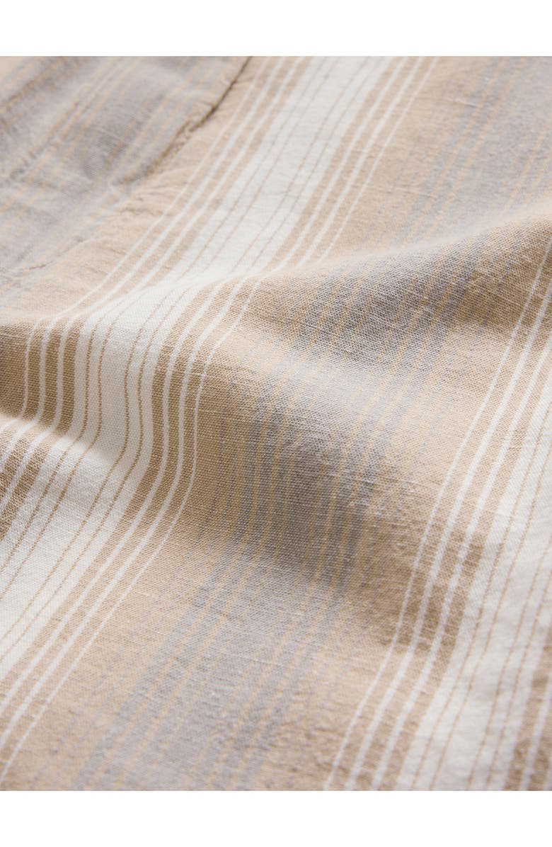 John Varvatos Stripe Cotton & Hemp Drawstring Shorts, Alternate, color, Chalk