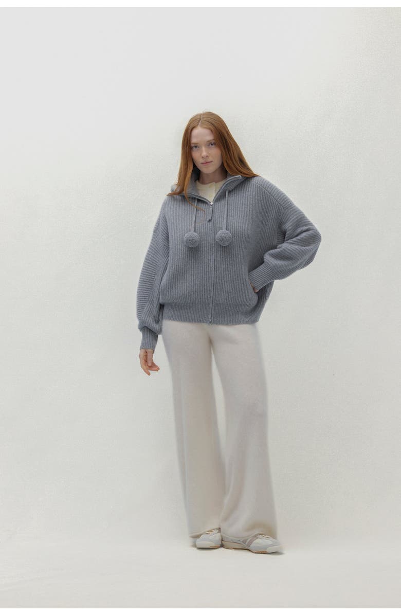 NAKED CASHMERE Luxe Puff Zip Up Cardigan, Main, color, Husky