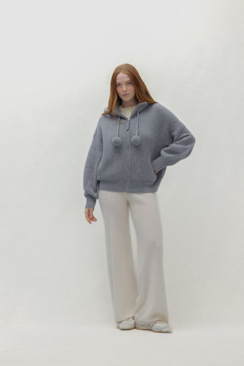 Naked Cashmere Luxe Puff Zip Up Cardigan In Gray