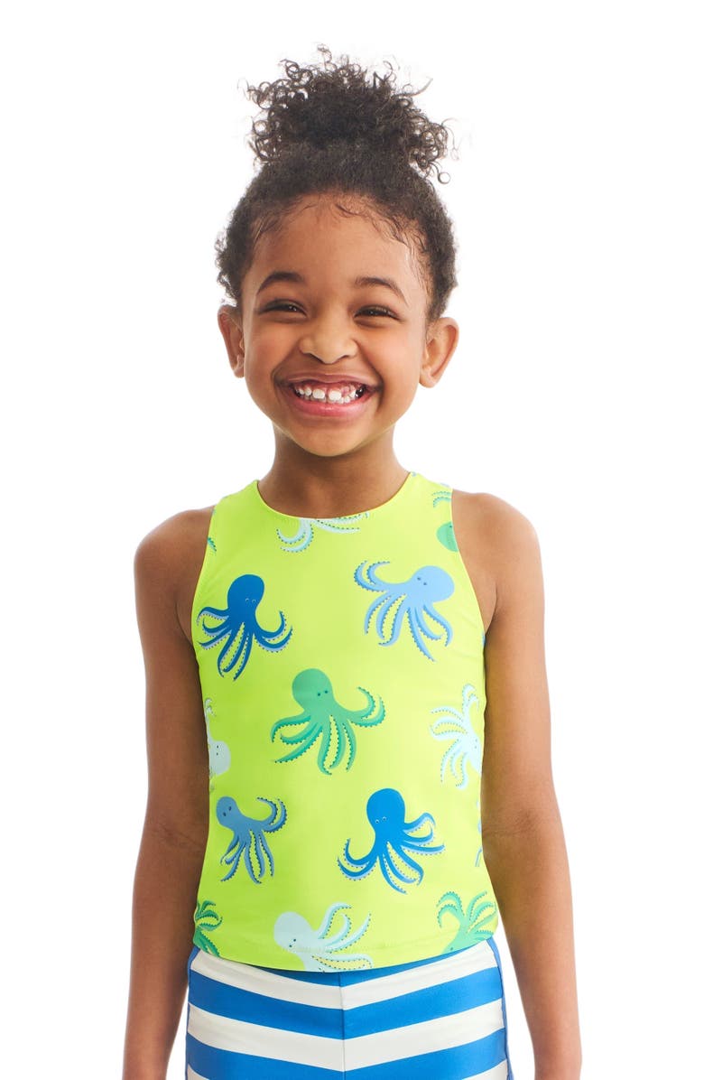 Primary Kids Swim Tank In Ocean Pals, Alternate, color, Lime Octopus