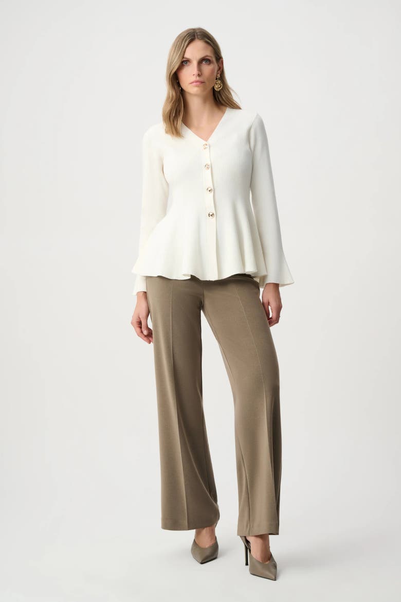 Cotton Knit Fit And Flare Peplum Cardigan, Alternate, color, winer white