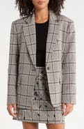 Sam Edelman Rhinestone Trim Oversized Plaid Blazer
