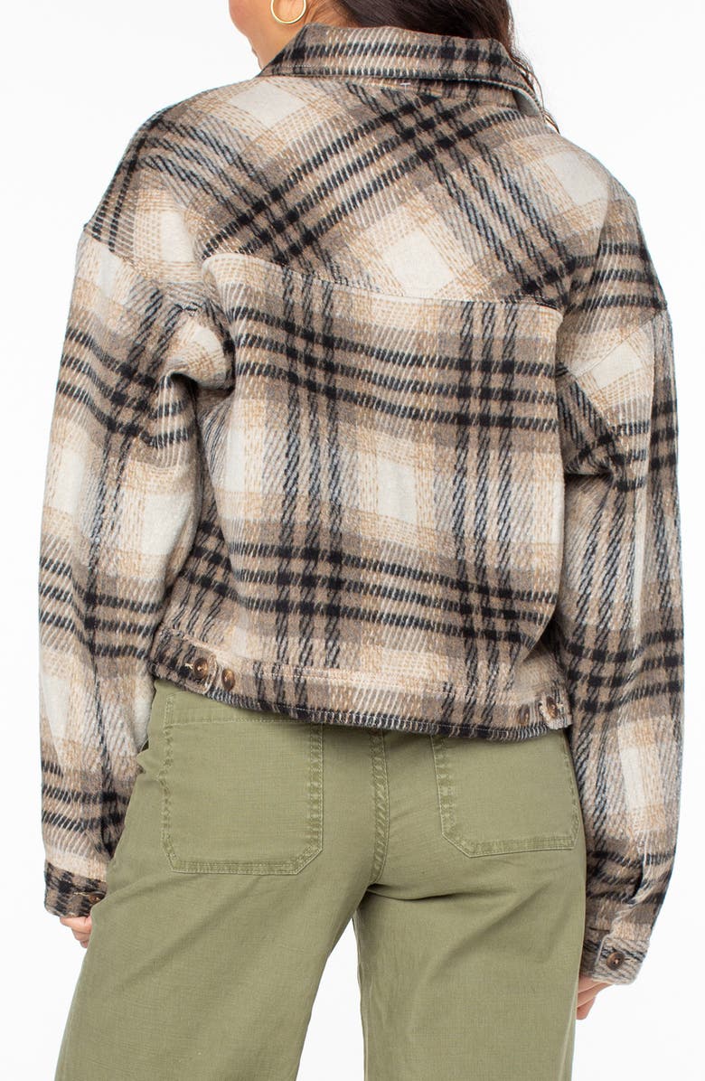 Roxy Township Plaid Crop Shirt Jacket, Alternate, color, Warm Taupe