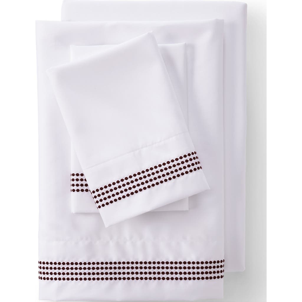 Lands' End Supima Cotton No Iron Sateen Embroidered Pillowcases In White