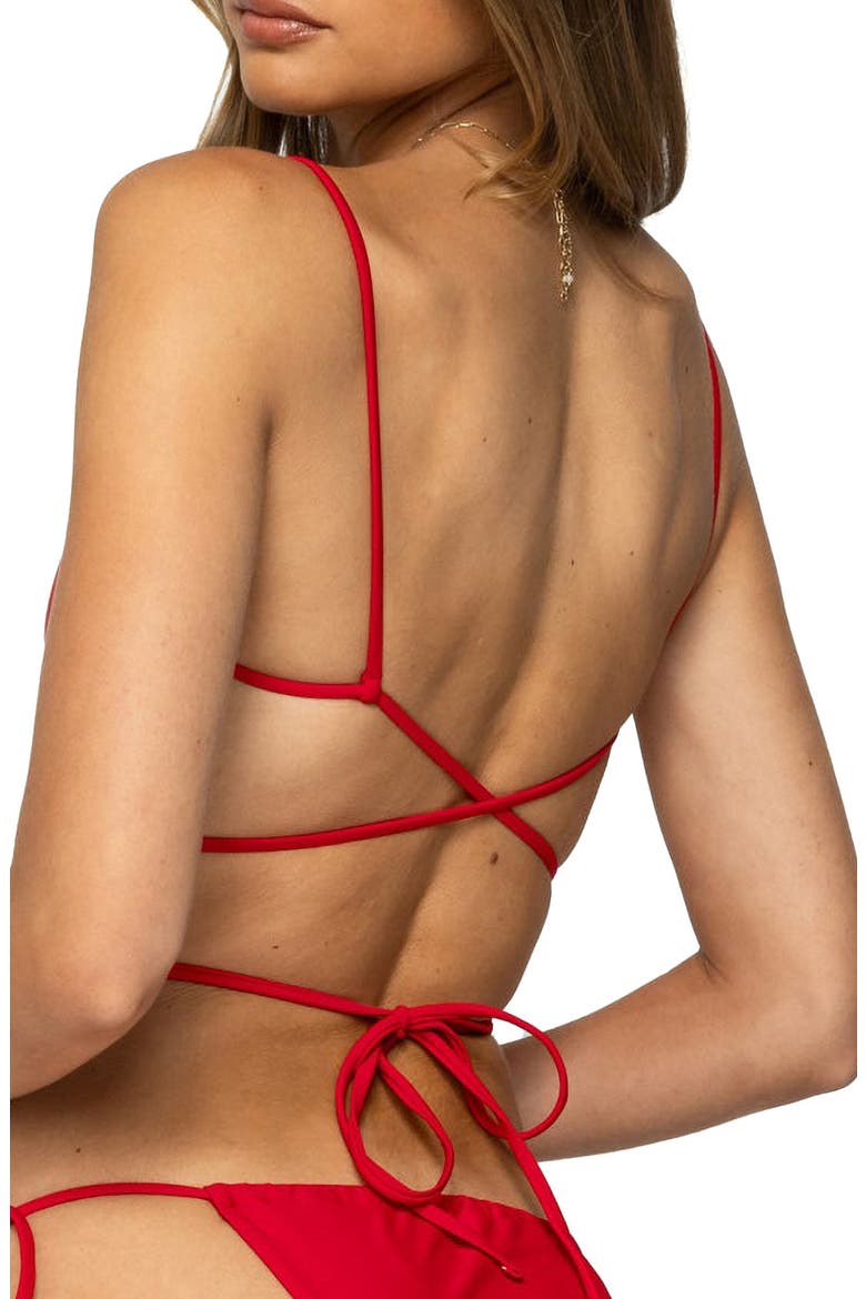 Buffie Wrap Bikini Top, Alternate, color, RED