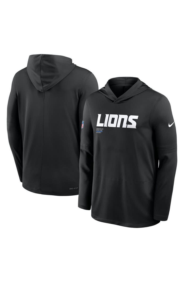 Nike Men's Nike Black Detroit Lions Big & Tall Sideline Performance Long Sleeve Hoodie T-Shirt, Alternate, color, Black