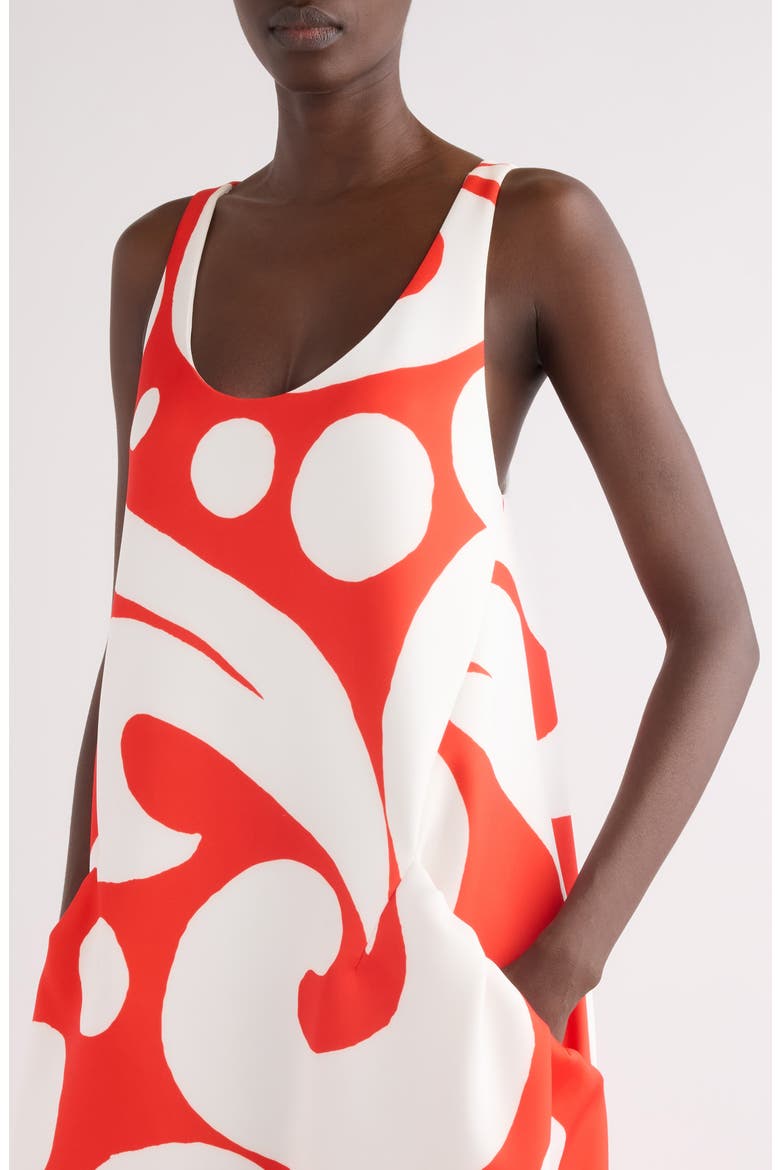 Drazero Giant Swirl Print Scuba Knit Trapeze Dress, Alternate, color, RED