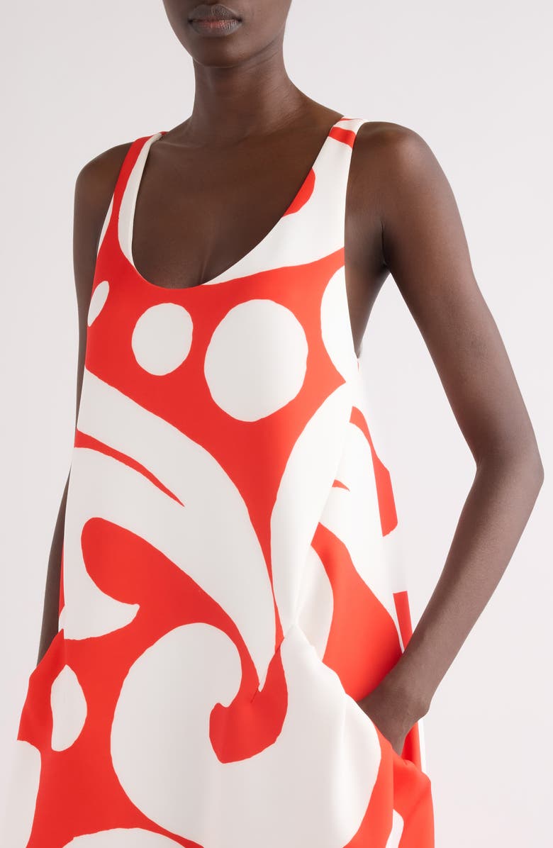 Dries Van Noten Drazero Giant Swirl Print Scuba Knit Trapeze Dress, Alternate, color, Red