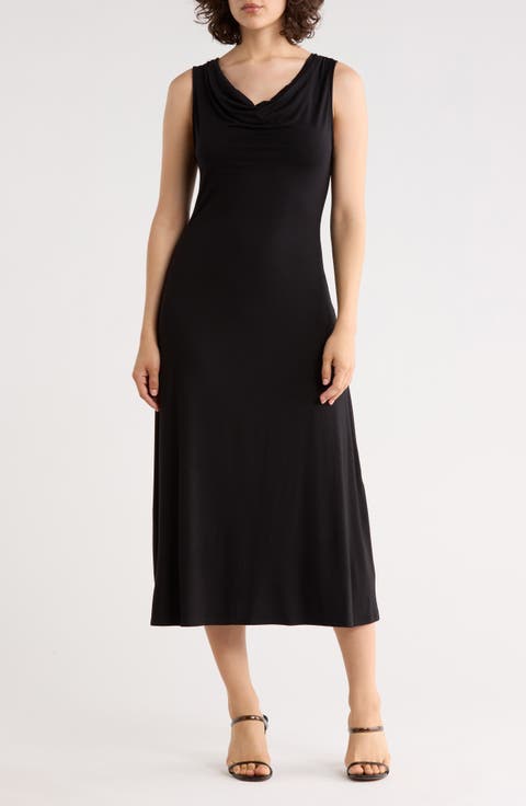 Sleeveless Cowl Neck Midi Dress