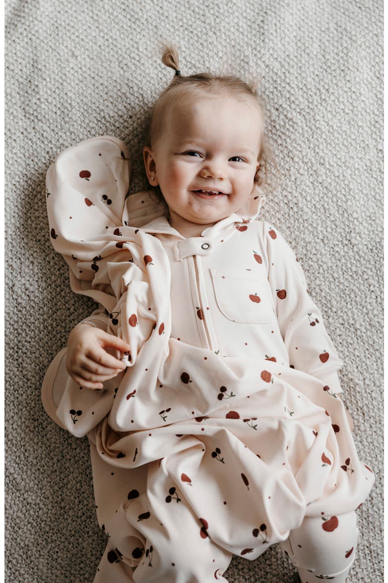 Hooded Zip Romper, Alternate, color, CHERRY APPLE