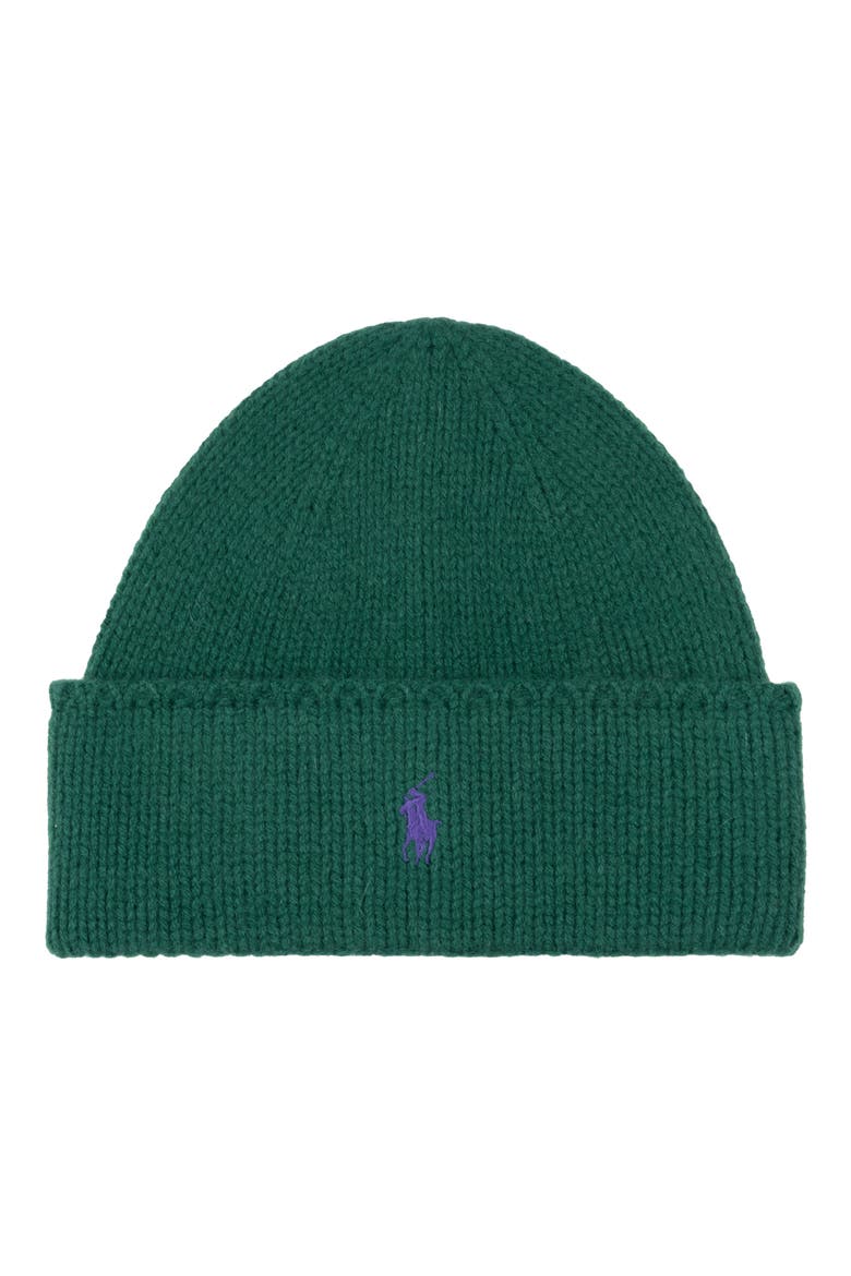 Pony Merino Wool Beanie, Main, color, BUSH GREEN