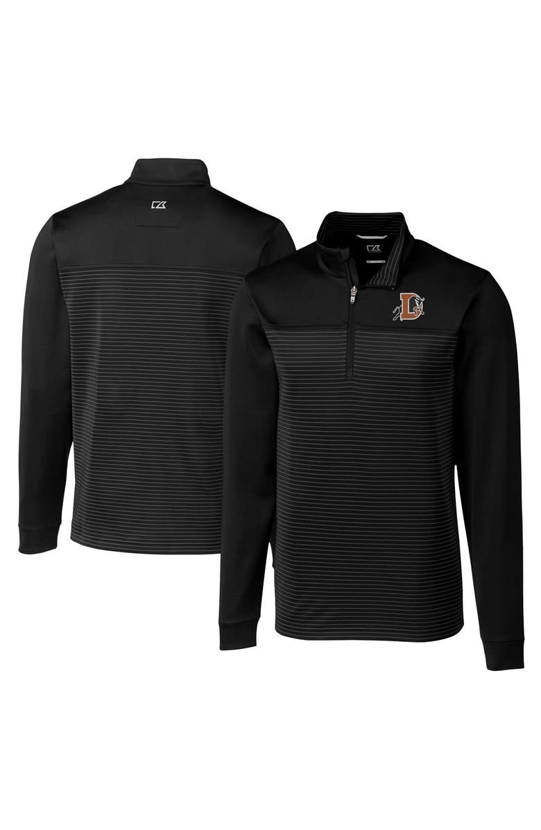 Cutter & Buck Men's Cutter & Buck  Black Durham Bulls Big & Tall Traverse Stripe Stretch Quarter-Zip Top, Alternate, color, 