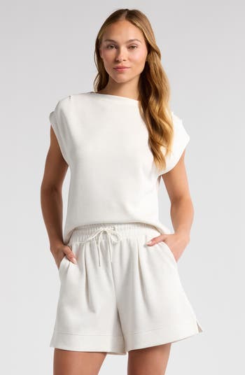 Zella Ultra Soft Scuba Gathered Shoulder Top | Nordstrom