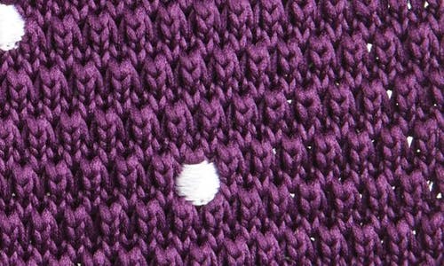 Clifton Wilson Plum Polka Dot Knit Silk Tie In Plum