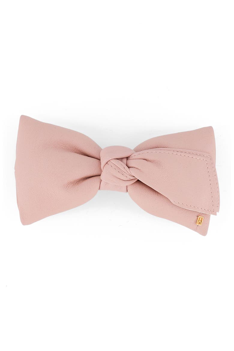 Leather bow barette, Main, color, pink
