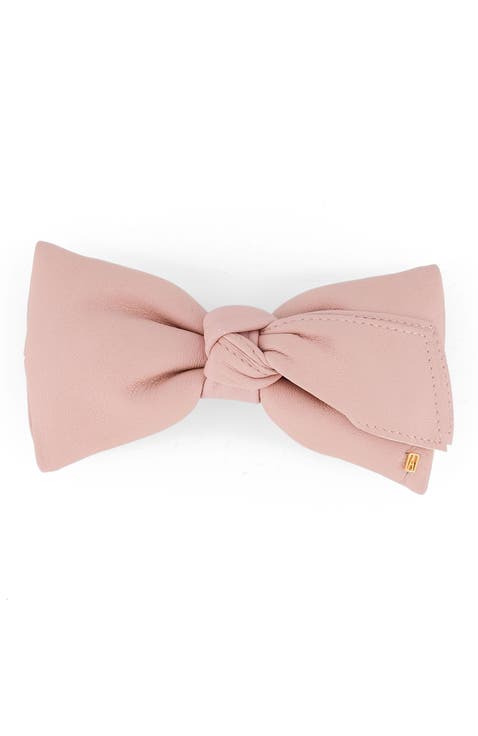 Leather bow barette