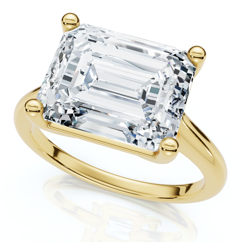 Certified 5Ct Emerald Cut Lab Grown Diamond Solitaire East West Engagement Ring