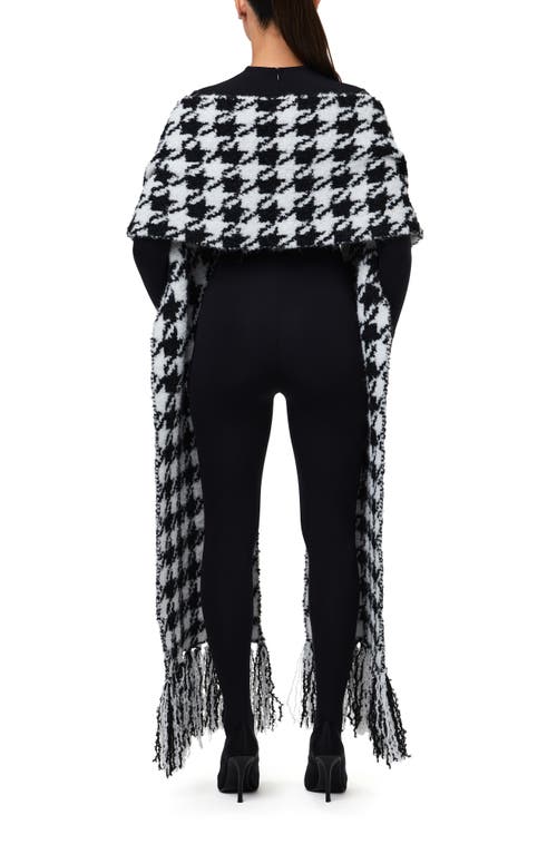 Naked Wardrobe Houndstooth Check Bouclé Fringe Scarf In Multi