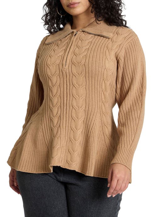 Peplum Zipper Sweater (Plus Available)