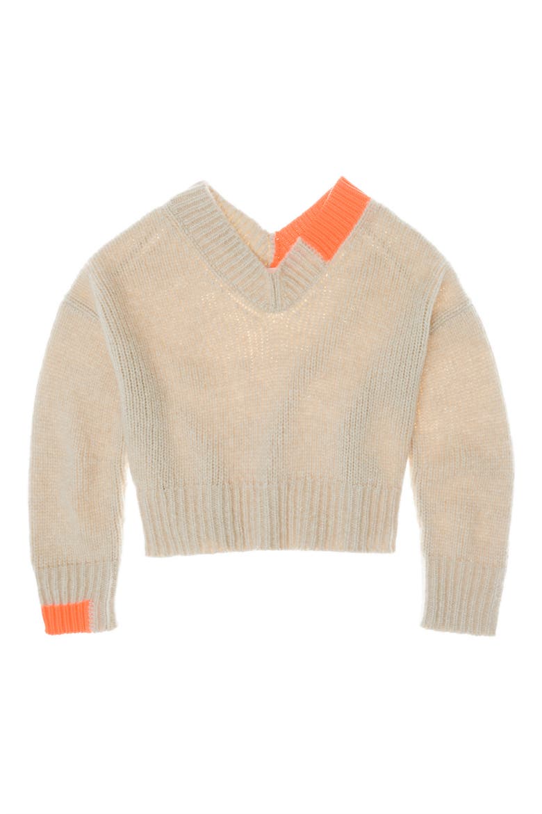 Wool & Camel Hair Blend V-Neck Sweater, Alternate, color, WINTER WHITE