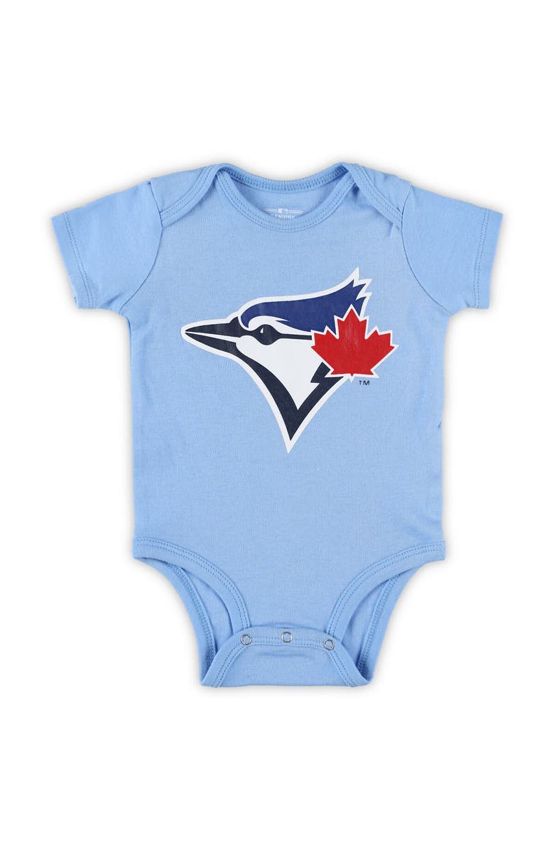Outerstuff Newborn & Infant Powder Blue/White/Heather Gray Toronto Blue Jays Biggest Little Fan 3-Pack Bodysuit Set, Alternate, color, 
