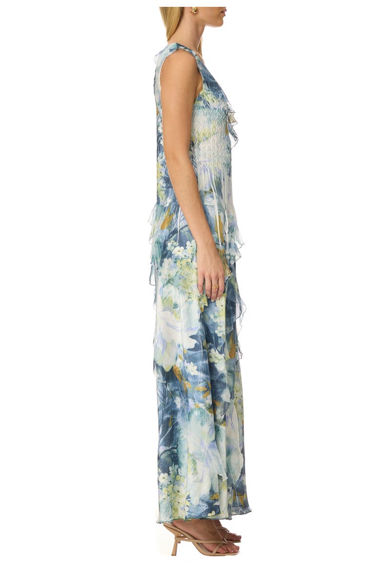 Komarov Abstract Floral Ruffle Long Dress, Alternate, color, Painted Petal