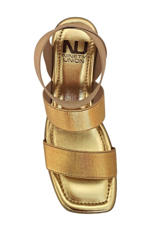 Ninety Union Paige Elastic Strap Wedge Sandal In Gold