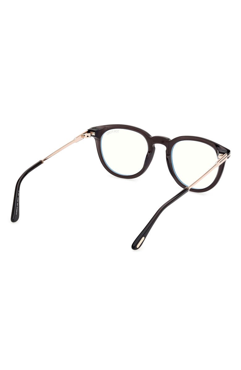 TOM FORD 49mm Round Blue Light Blocking Optical Glasses, Alternate, color,