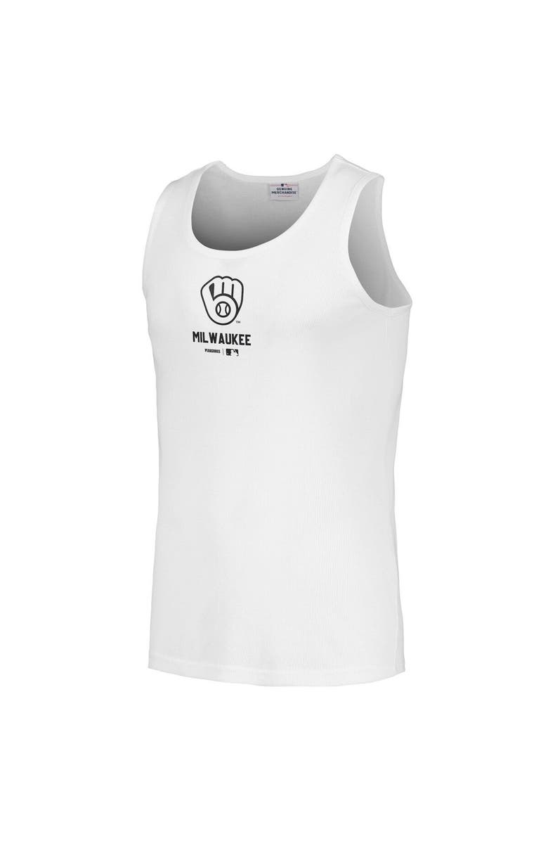 PLEASURES Men's PLEASURES  White Milwaukee Brewers Two-Pack Tank Top, Alternate, color, 