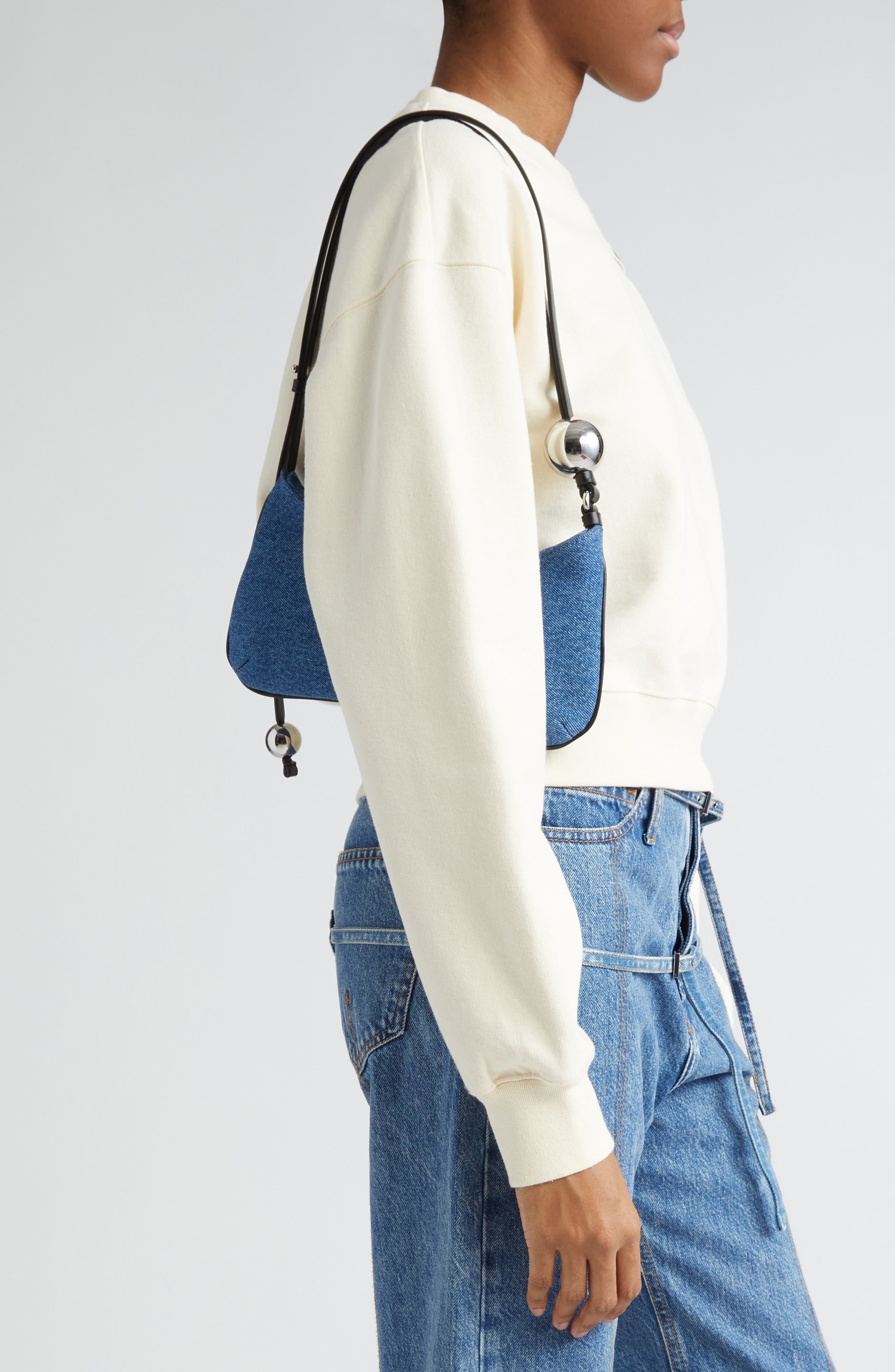 Jacquemus Le Bisou Perle Denim Shoulder Bag, Alternate, color, 