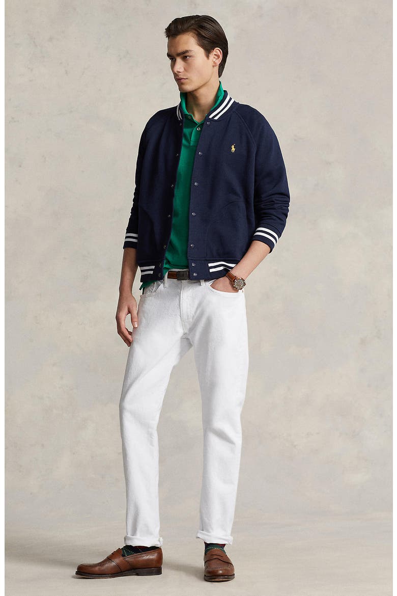Classic Athletic Fleece Baseball Jacket, Alternate, color, CRUISE NAVY