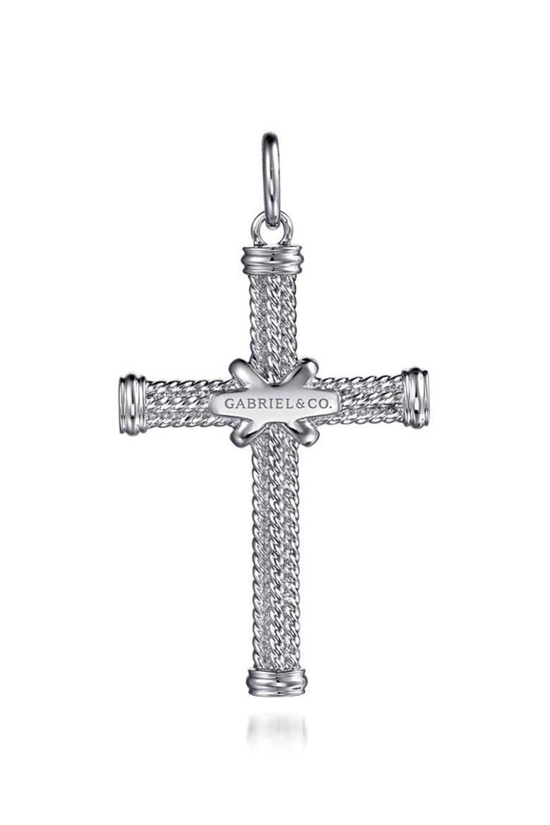 Hampton Sterling Silver Twisted Rope Cross Pendant, Alternate, color, STERLING SILVER