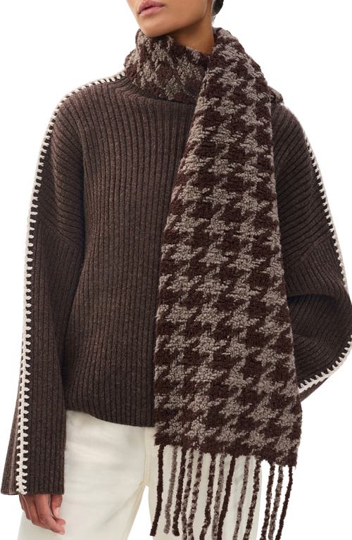 Rag & Bone Nora Houndstooth Fringe Scarf In Brown