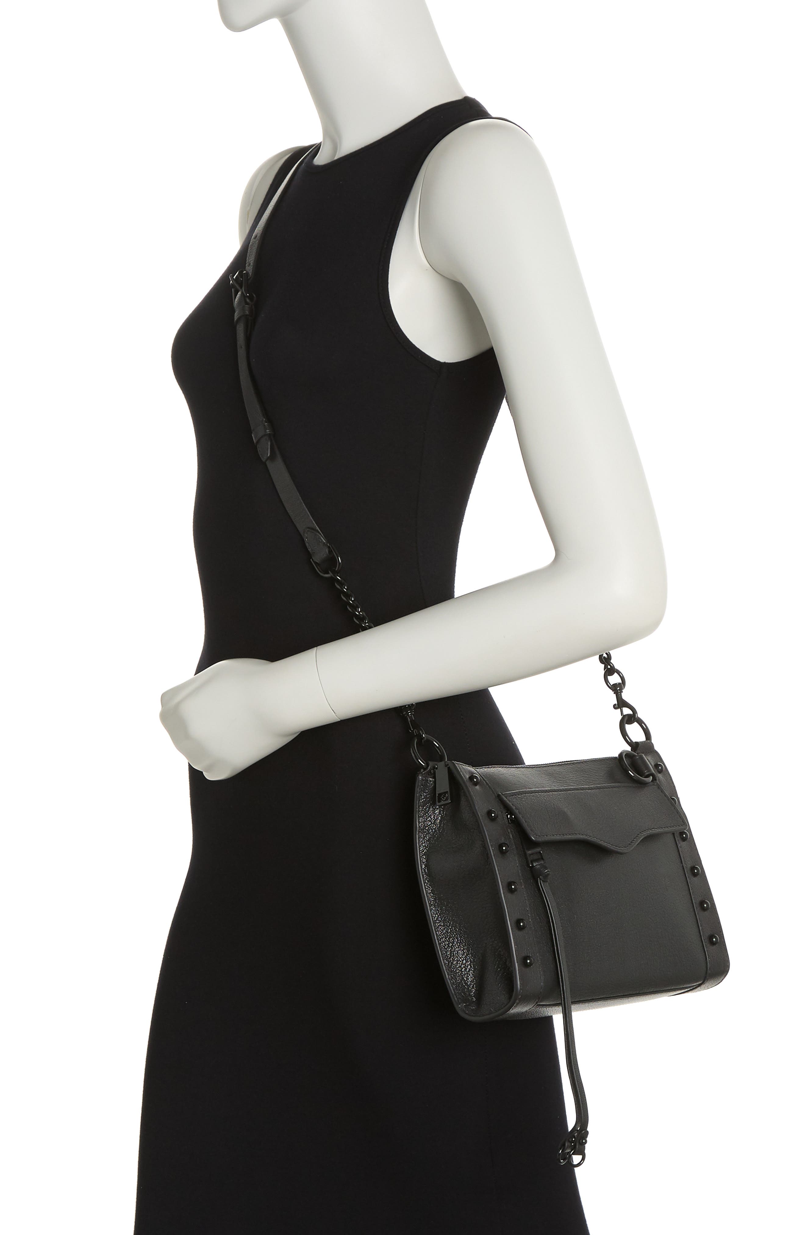 Rebecca Minkoff MAB Studded Leather Crossbody Bag, Alternate, color, 