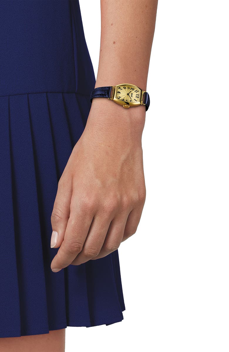 Tissot Heritage Tonneau Leather Strap Watch, 22mm, Alternate, color, 