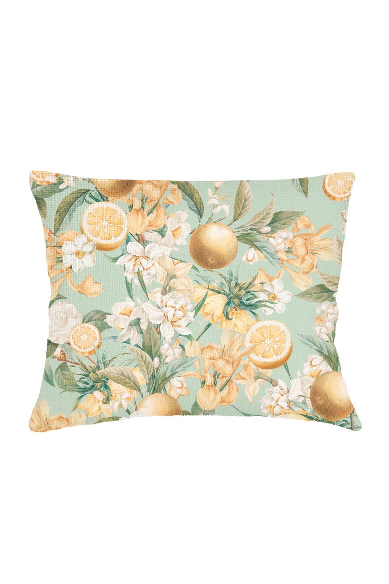 Lemon Bloom Linen Dutch Euro Pillow with Down Alternative Insert, Main, color, Yellow