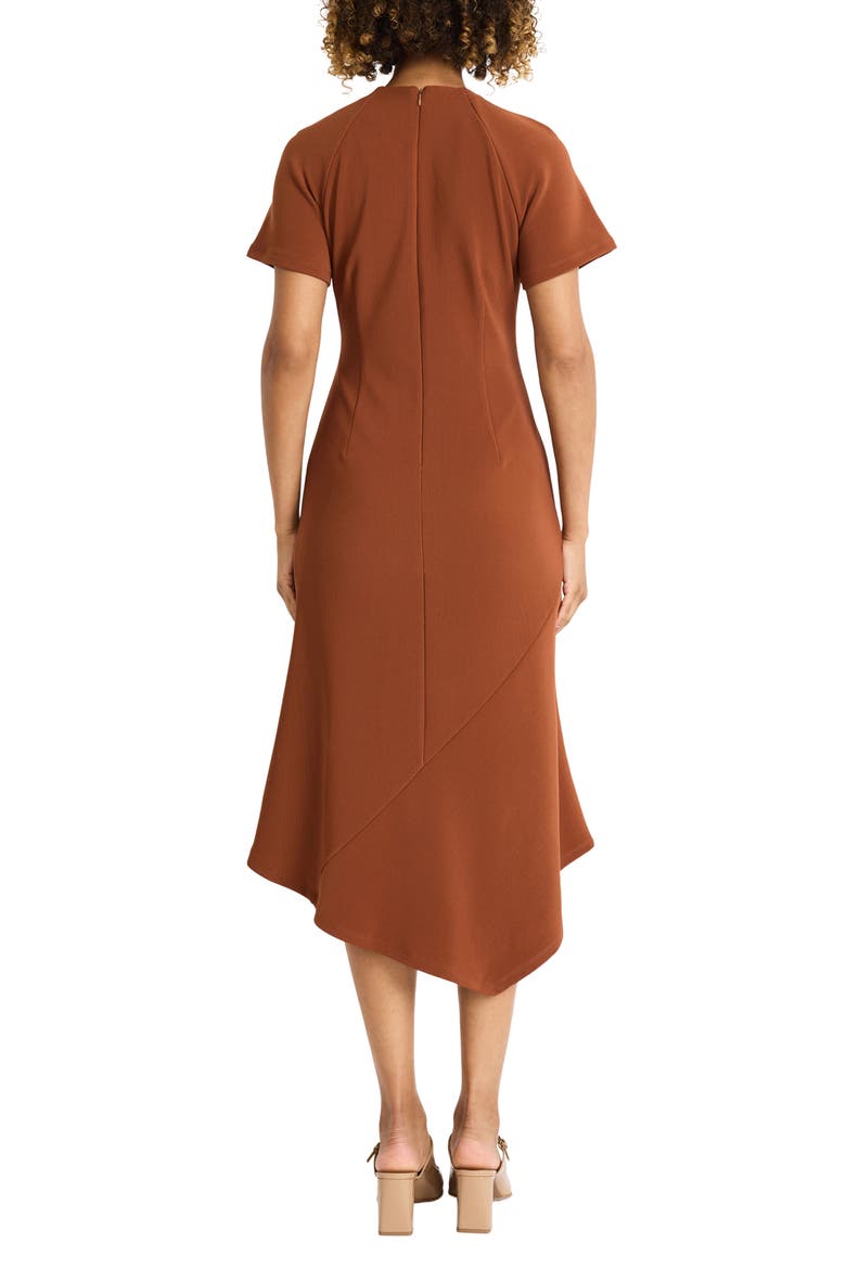 Short Sleeve Asymmetric Hem Midi Dress, Alternate, color, CEDAR